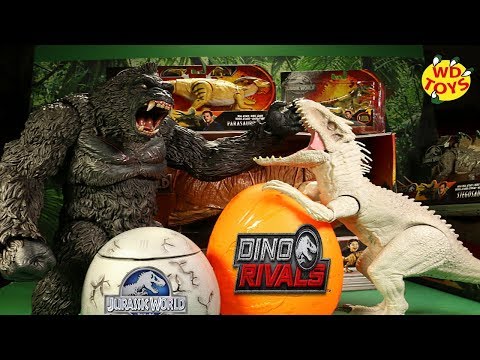 New Giant Jurassic World Surprise Eggs For Kids! Indominus Rex Vs King Kong Hatching Dangerous Dinos
