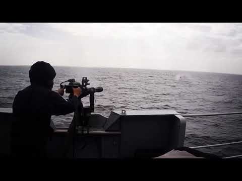 Small arms firing minigun, GPMG, SA80, Glock on HMS Portland 2017