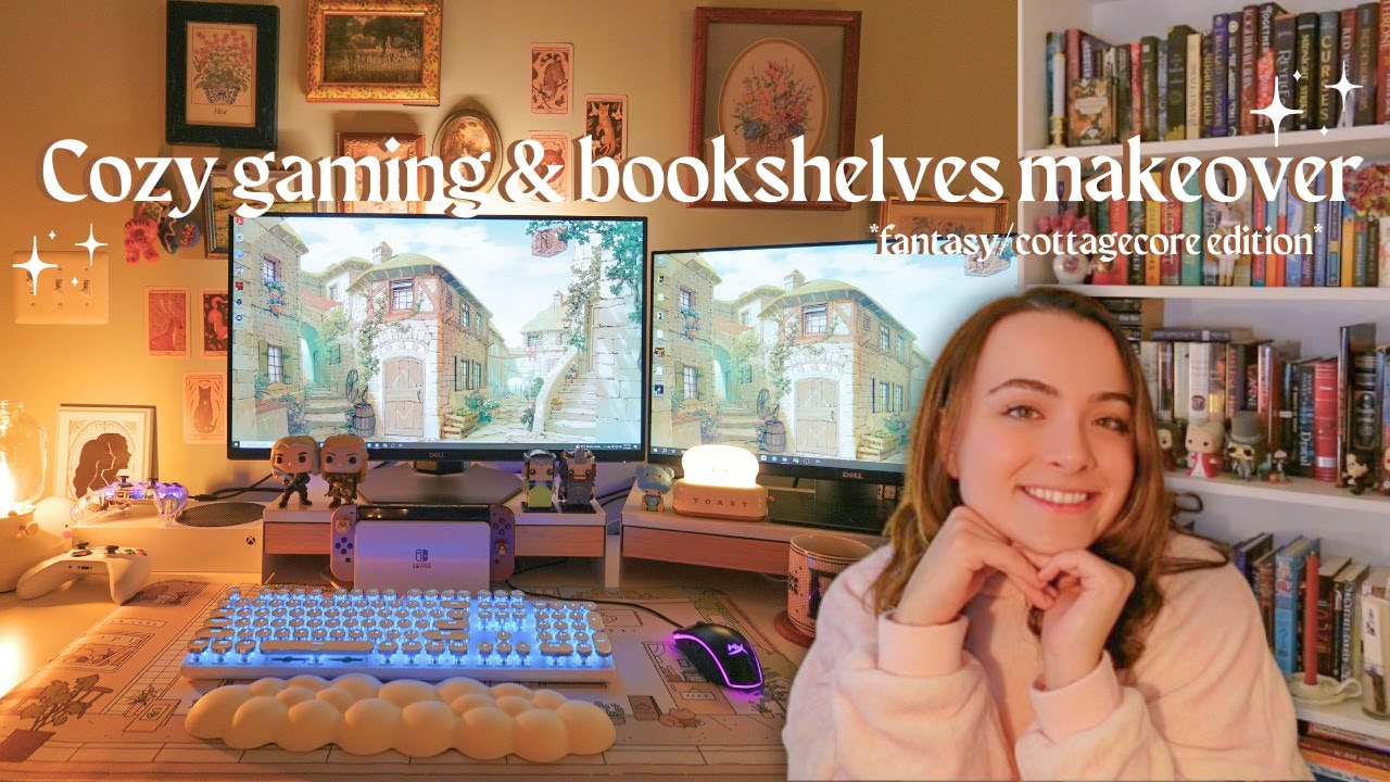 Bookshelves & cozy gaming setup makeover *fantasy inspired*📖🕯️Ikea, book haul, building Legos🧝‍♂️