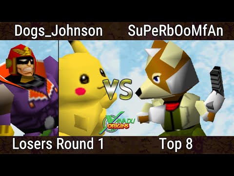 Xanadu Origins Top 8 - SuPeRbOoMfAn (Fox) Vs. Dogs Johnson (Falcon, Pikachu) Smash Bros - SSB64