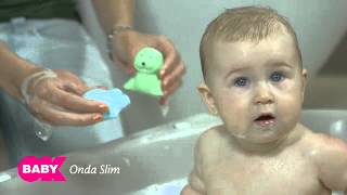 OKbaby Onda Slim Baby Bathtub, White Pearl - Collapsible, It Takes