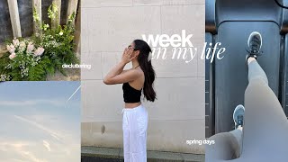WEEK IN MY LIFE 🤍 | massive skincare declutter, makeup routine, try on haul ft. halara