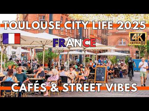 Toulouse France 2025 4K Walking Tour: City Center, Garonne Riverside, Cafés, Shops,Place du Capitole