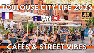 Toulouse France 2025 4K Walking Tour: City Center, Garonne Riverside, Cafés, Sho