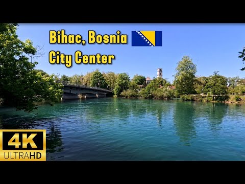 Bihac, Bosnia 🇧🇦 _ City Center - [4K] HDR Walk