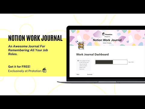 Work Journal Dashboard | Free Notion Template| Prototion