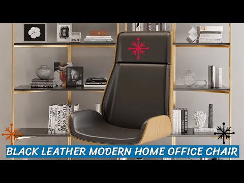 Black Leather Modern Home Office Chair - Upholstered High Back Executive Chair