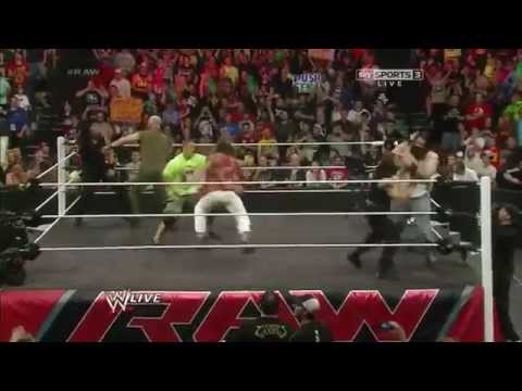 wwe Raw 9/6/2014 John Cena saves Roman Reigns and Dean Ambrose from the Wyatt Family