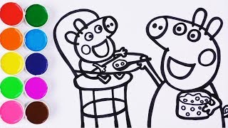 Como Dibujar y Pintar Baby Alexander  y Peppa Pig - Videos Para Niños - Learn Colors / FunKeep