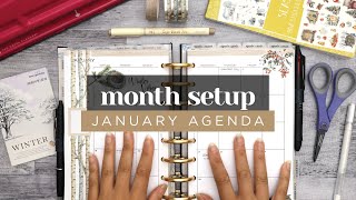 JANUARY PLAN WITH ME :: Agenda Monthly Planner Setup in a Half Letter Discbound