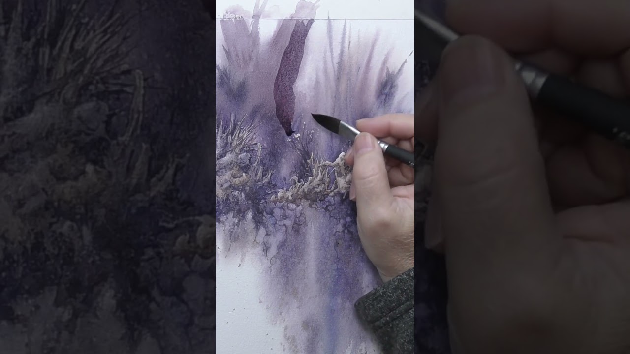 Mysterious Tree With Roots, Spontaneous Watercolor