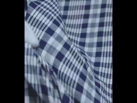 Navy Blue & White Check Pure Cotton 100 GSM Handwoven Fabric 775 — video
