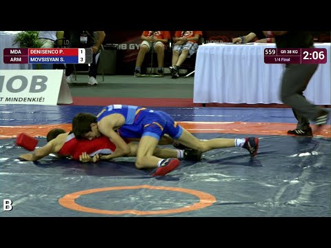 1/4 GR - 38 kg: P. DENISENCO (MDA) v. S. MOVSISYAN (ARM)