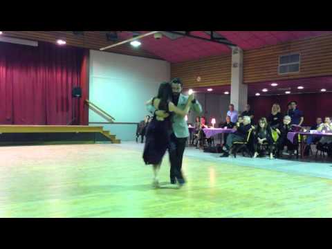  Diego Amado  and  Isabella Fusi  are  dancing  to  the  milonga  "  Azabache  "