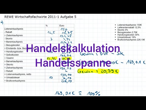 REWE Wirtschaftsfachwirte 2011-1 Frühjahr Aufgabe 5 - Handelskalkulation, Handelsspanne