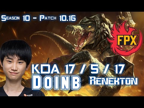 FPX Doinb RENEKTON vs JAYCE Mid - Patch 10.16 KR Ranked