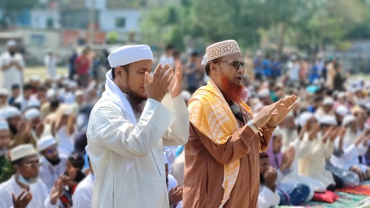 Muslims cry during Salat Al-Istikhara  for rain in Meherpur