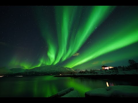 Polarlichter am Lyngenfjord in Norwegen