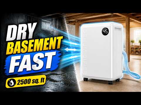 2500 Sq.Ft Dehumidifier for Basement with Drain Hose, Glowells 34 Pints Dehumidifiers for Home, Bathroom, Bedroom Large Room, RV, Three Modes, Quiet with Smart Compressor, Dry Clothes, 24H Timer video review thumbnail