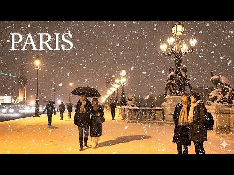Paris Snow Walk 2026 ❄️ Champs-Élysées Christmas Lights | Last Glimpse (4K HDR)