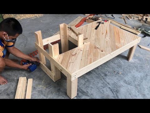 Amazing Design Ideas Woodworking Reuse Pieces Pallets // Building Outdoor Table With Tree Planting