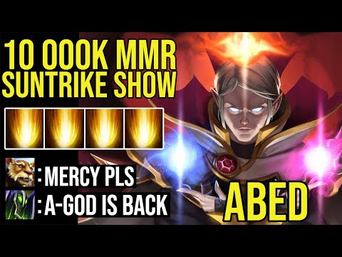 10,000 MMR ABED Invoker 100% Accuracy Sunstrike Showdown. What A MadLad.