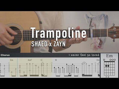 Trampoline - SHAED x ZAYN | Fingerstyle Guitar | TAB tutorial + Chords + Lyrics