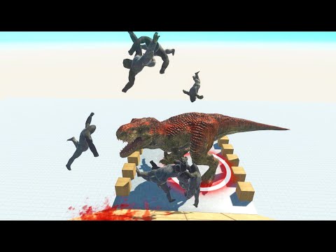 T-REX vs Every Units Slide From The Top - Animal Revolt Battle Simulator