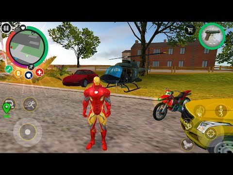 Iron Rope Hero Vice Town City Crime Simulator Flying Helicopter Driving Cars Android - Gameplay #2