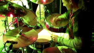 Drummer Timothy Java playing drums on No God with Darkest Hour