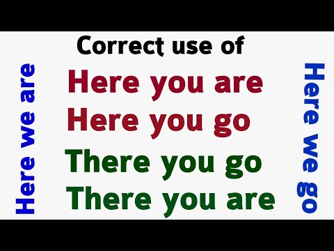 Use of here you are  here you go | there you  there you go | here it is, there is it in English .