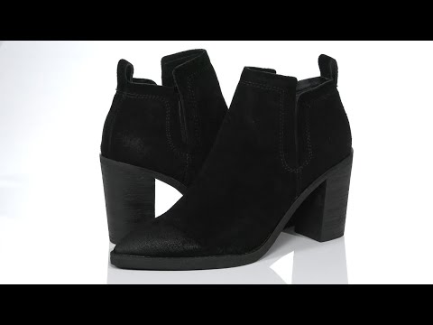 Dolce Vita Women's Sirano Ankle Boot - Suede Pull-On Bootie With Stacked Heel