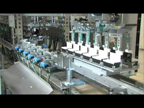 Hochflexible Verpackungsanlage von Schubert für Haar Colorationen in Faltschachteln