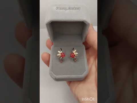 Подарок девушке серьги "Летняя радость" ювелирный сплав медзолото и цирконы в бархатной коробочке - фото 2 - id-p2305794649