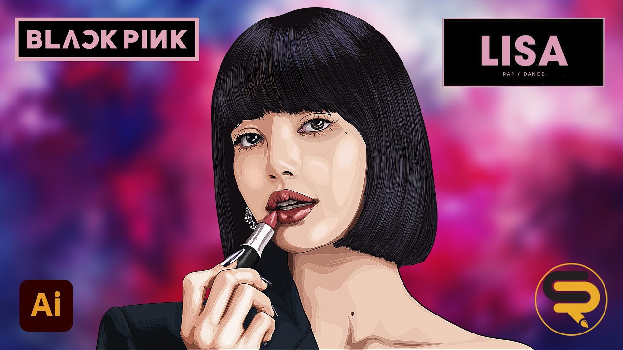 LISA BlackPink Vector Portrait Illustration in Adobe Illustrator #SHORTS
