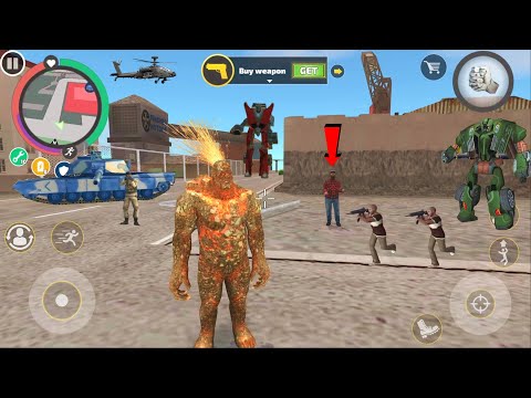 Rope Hero: Vice Town (Mutant Man Fight on Army Base) Car Robot Stuck in Cave - Android Gameplay HD
