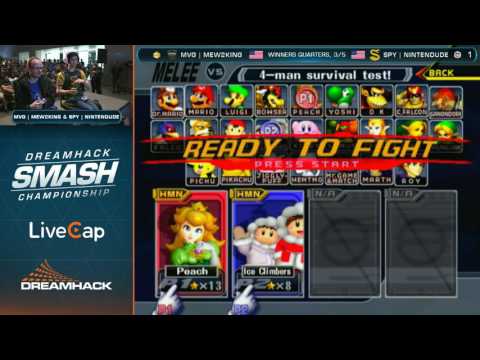Dreamhack Smash 2016 - COG|Mew2king(Peach) vs SPY|Nintendude(Icy,Peach) Winners QuartersTop12[Melee]