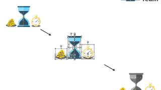 hour glass with gold coins clock time management flat powerpoint design
