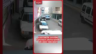 Kamyonetin açık kalan arka kapağı bir gence çarptı #shorts #kamyon #keşfet