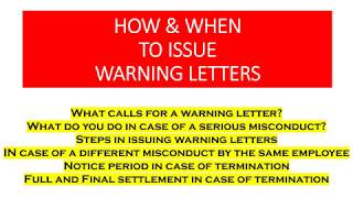 Warning Letters - How and when to issue | DISCIPLINARY ACTIONS