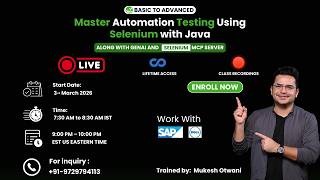 Live Training - Automation Testing Using Selenium With Java With GenAI  From 3rd March 2026