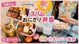 【お弁当作り】スパムおにぎり弁当｜Can★Doの調味料入れと小分けタッパー保存｜主婦vlogと猫🍙