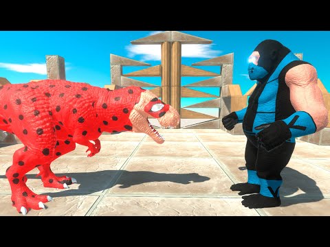 ⚡ LADYBUG T-Rex vs SUBZERO Goro The Giant DEATH RUN - 🦖 Animal Revolt Battle Simulator 🦕