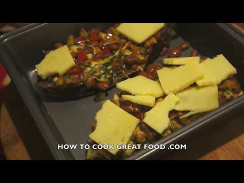 Stuffed Eggplants Recipe - Baked Aubergine - Suffed Vegetarian Eggplants - Easy Eggplant Recipes