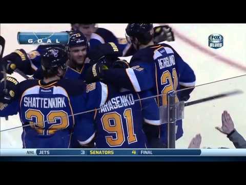 Tarasenko scores from his knees STL vs LA (1/2/14)