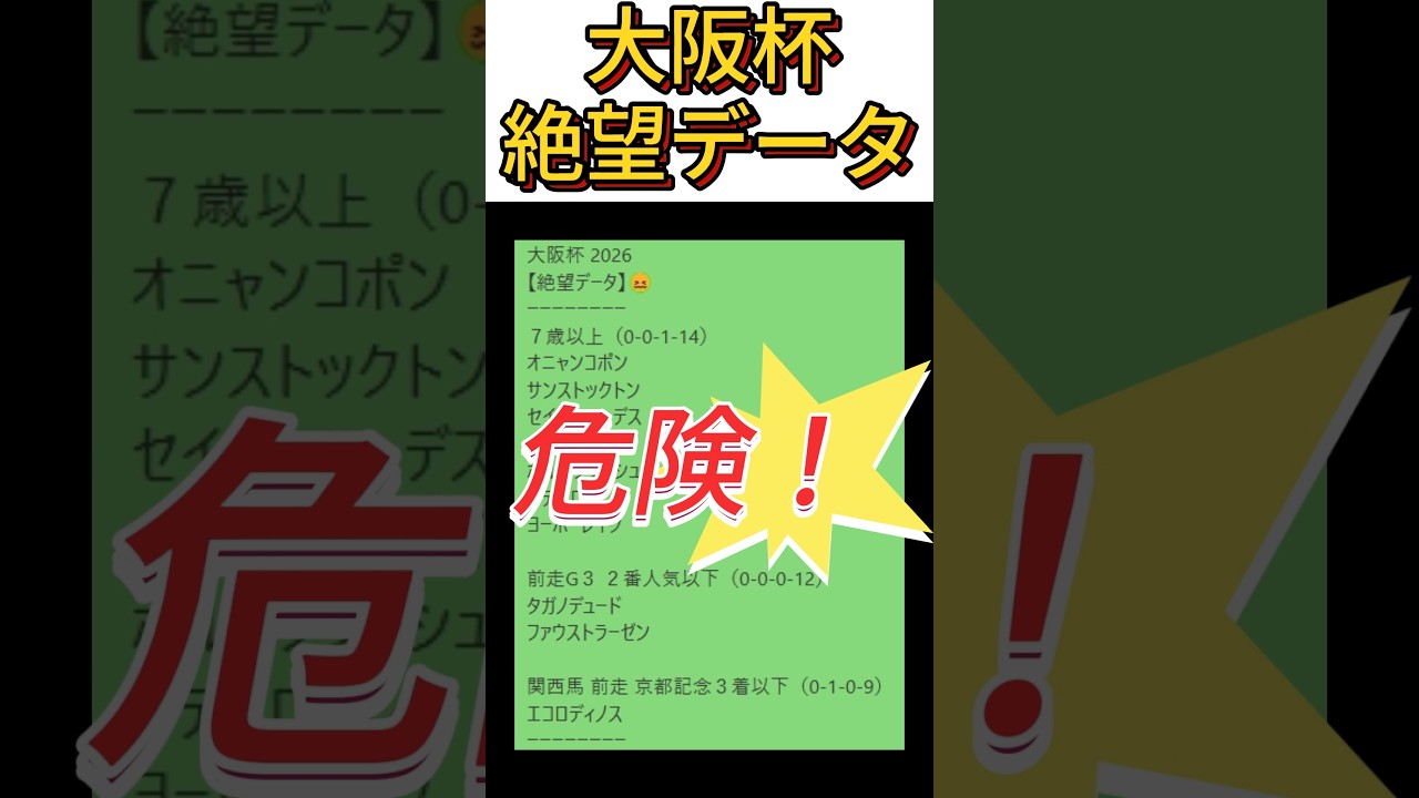 【大阪杯】 2026　これは危険！【絶望データ】 #競馬予想 #shorts #大阪杯