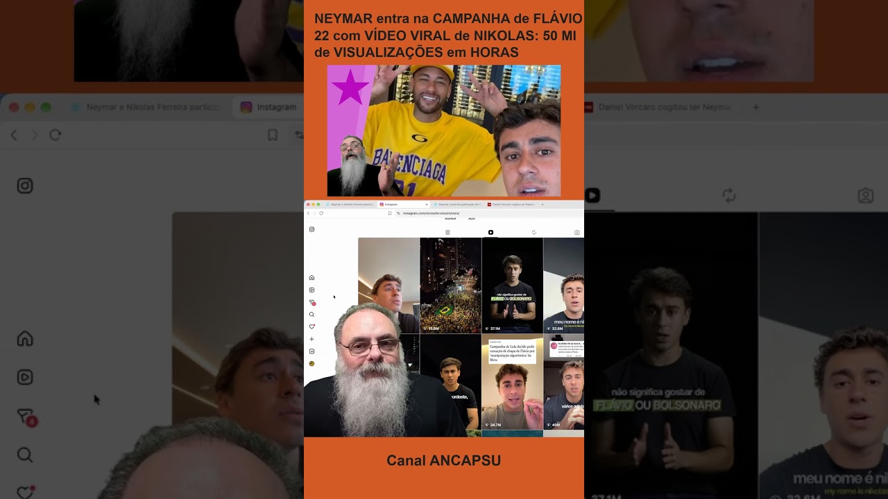 NEYMAR entra na CAMPANHA de FLÁVIO 22 com VÍDEO VIRAL de NIKOLAS: 50 MI de VISUA