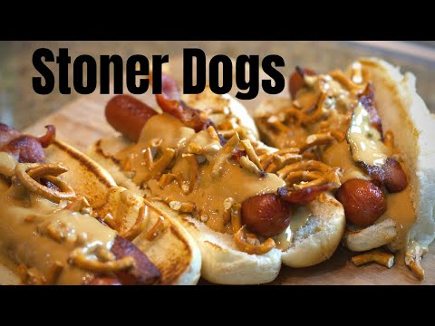 Peanut Butter Hot Dogs With Bacon and Pretzels  On The Blackstone Griddle