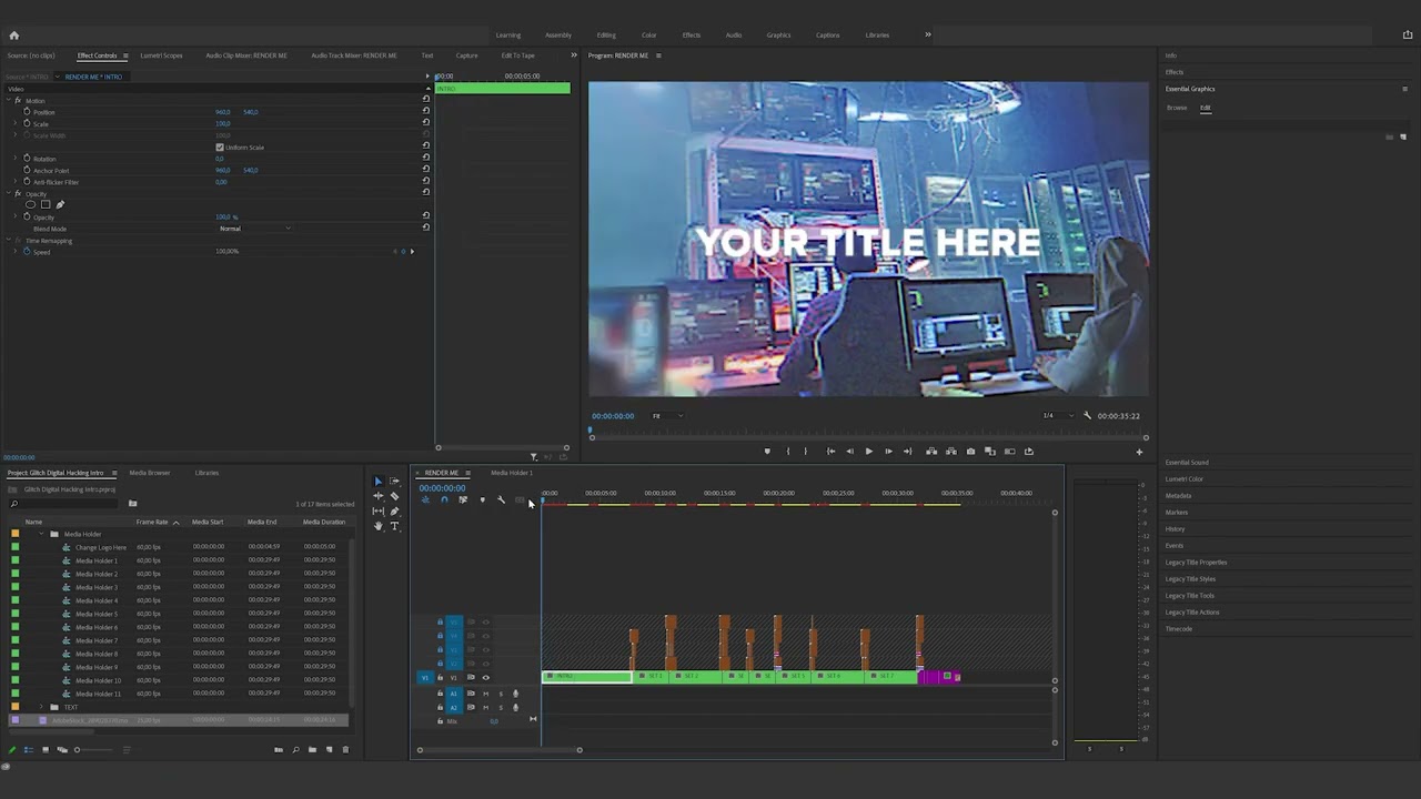 How to edit the Glitch Digital Hacking Intro in Premiere Pro
