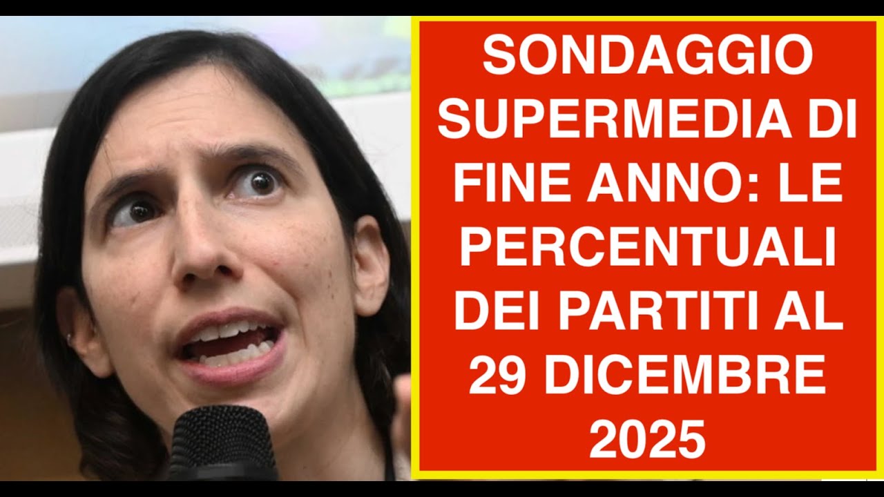 SONDAGGIO SUPERMEDIA DI FINE ANNO: LE PERCENTUALI DEI PARTITI AL 29 DICEMBRE 2025